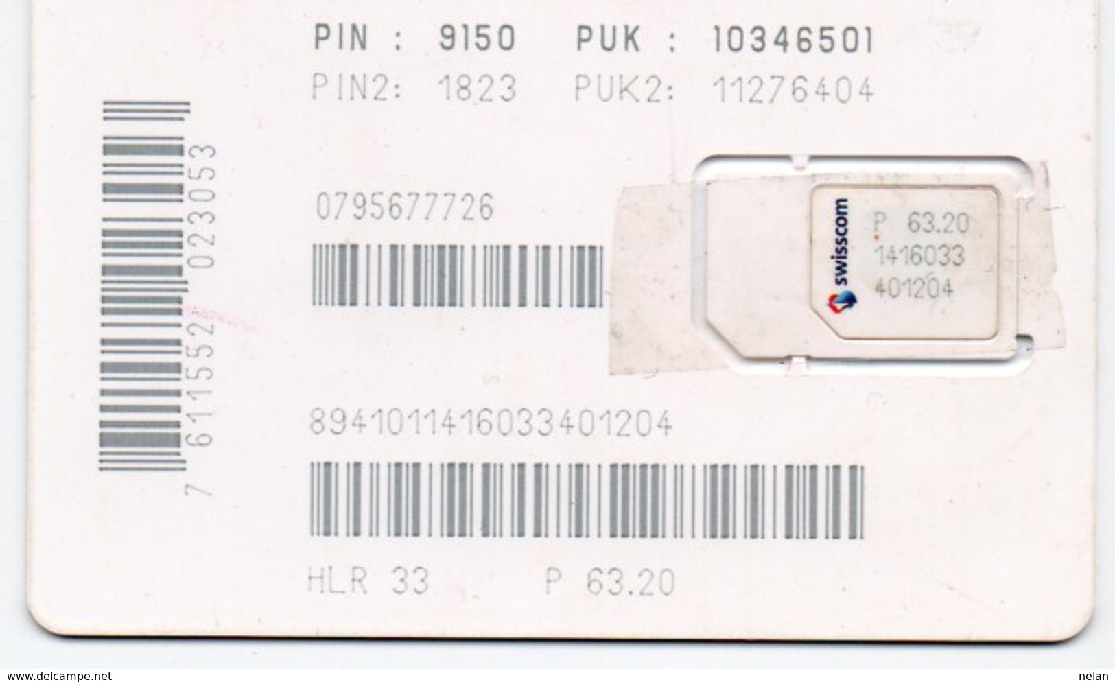 PHONE CARD-SWISSCOM-NATEL-SIM CARD - Svizzera