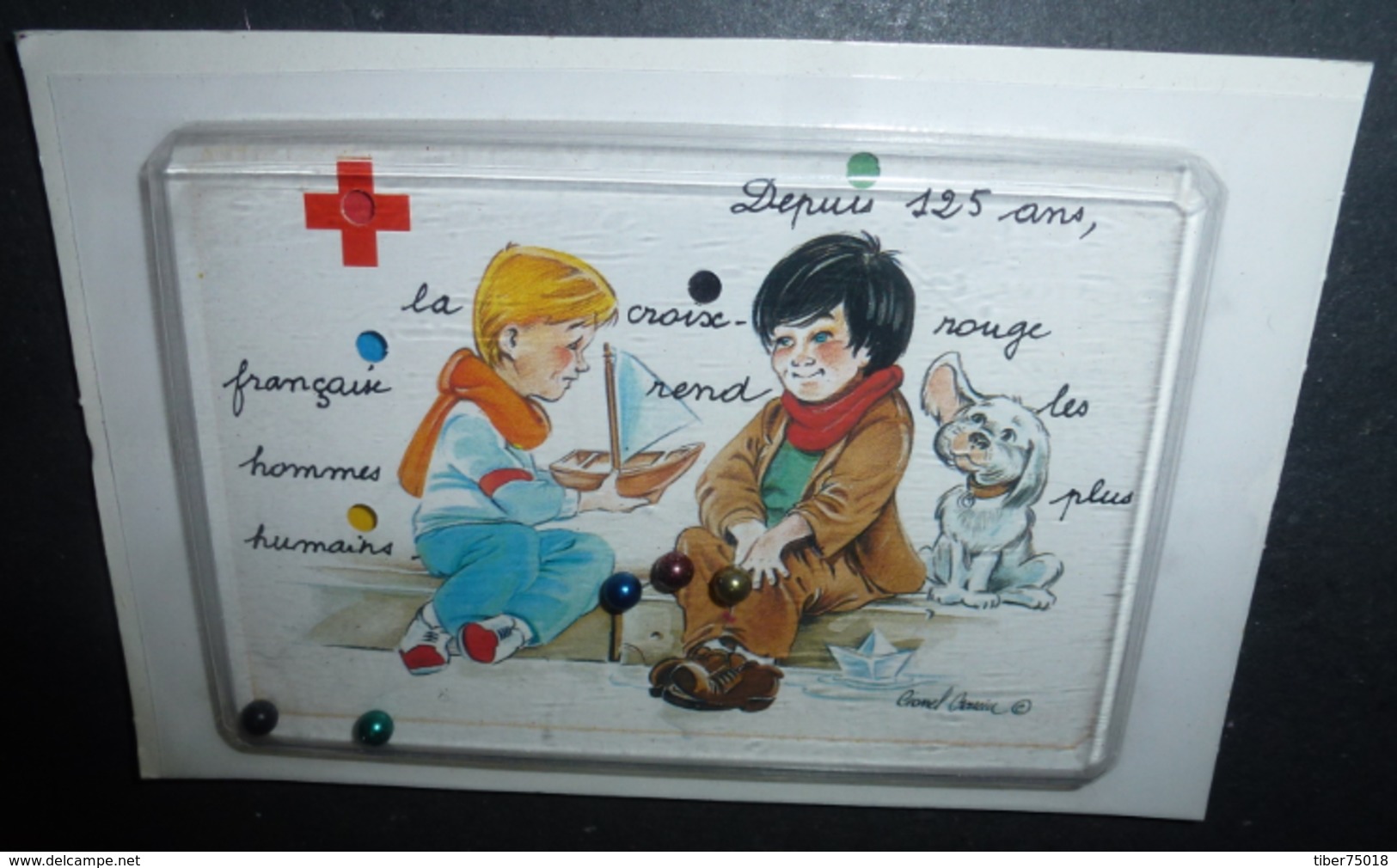 Carte Postale : Croix-Rouge Française (carte à Système Avec 5 Billes) - Publicité