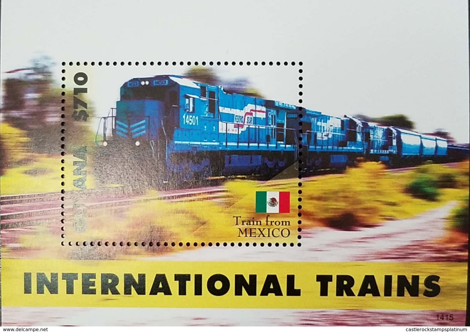 O) 2014 GUYANA, TRAIN FROM MEXICO - RAYWALS - INTERNATIONAL TRAINS, SOUVENIR MNH - Guyana (1966-...)