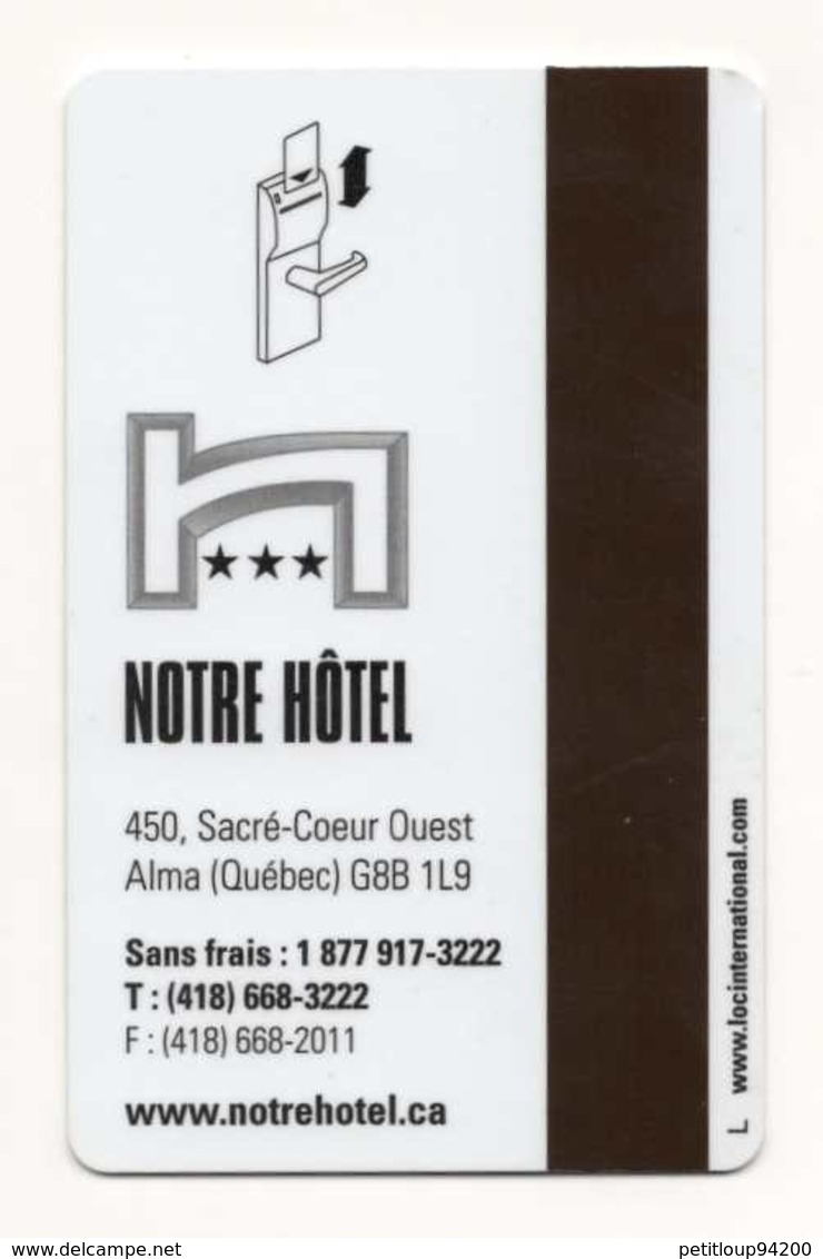 CLE D'HOTEL + POCHETTE Notre Hotel  QUEBEC Canada - Tarjetas-llave De Hotel