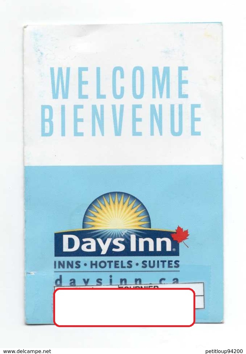 CLE D'HOTEL + POCHETTE Days Inn CANADA - Clés D'hôtel