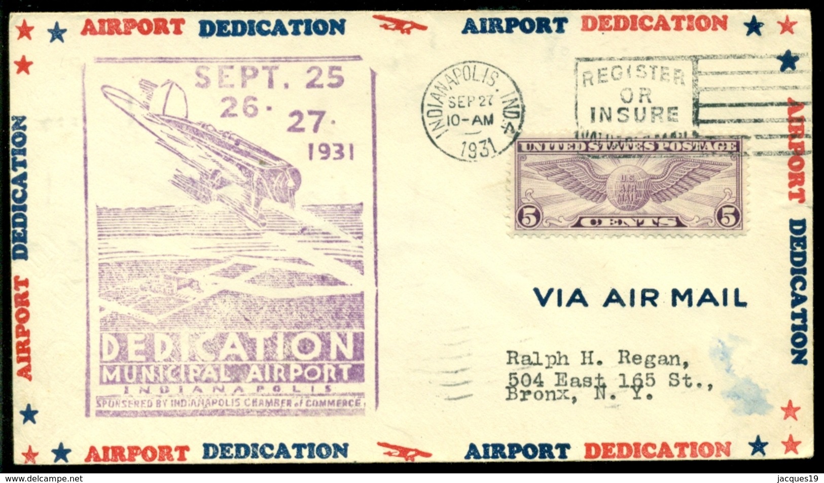 USA 1931 Special Airmail Cover "Dedication" Municipal Airport Indianapolis - 1c. 1918-1940 Lettres