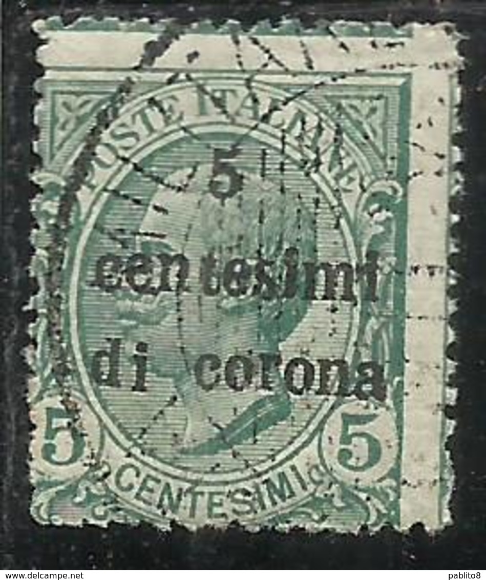 DALMAZIA 1921 - 1922 SOPRASTAMPATO D'ITALIA ITALY OVERPRINTED CENT. 5 SU 5 C USATO USED OBLITERE' - Dalmatien