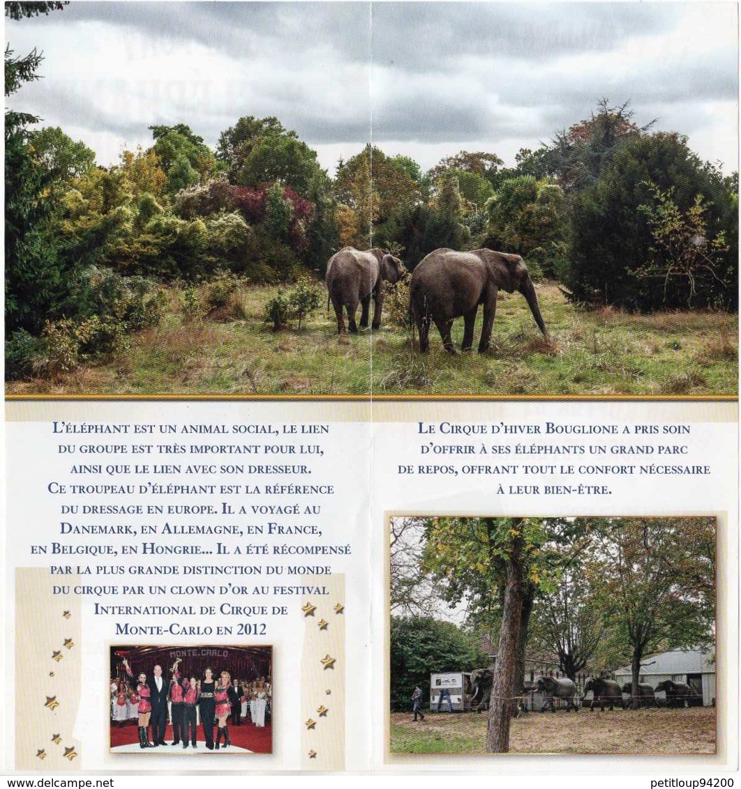 DEPLIANT CIRQUE D'HIVER BOUGLIONE Que Font Les Eléphants Du Cirque D' Hiver Aprés Le Spectacle - Dépliants Touristiques