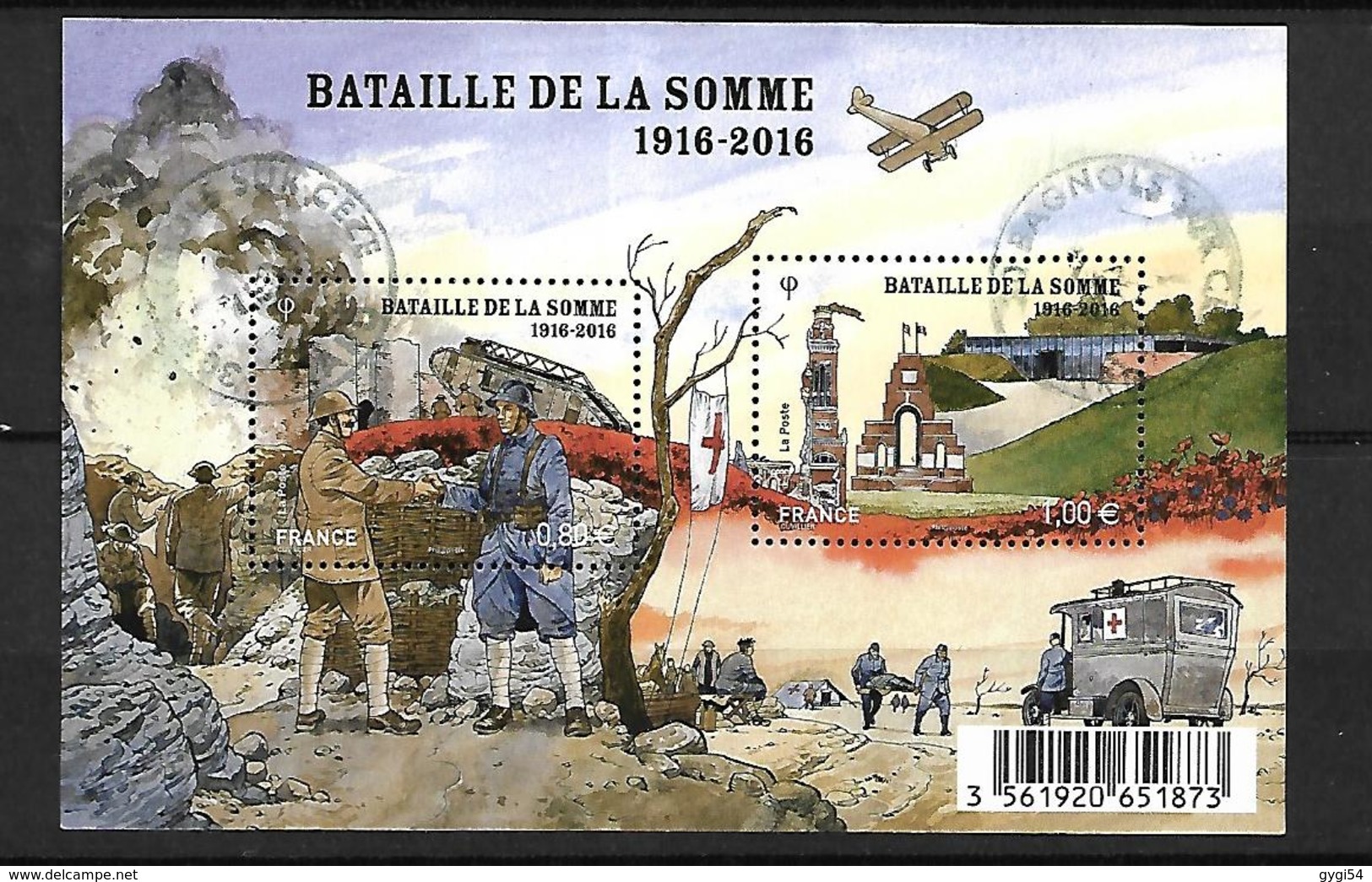 FRANCE 2016 - Centenaire 1ere Guerre Mondiale, Bataille De La Somme - Oblitérés