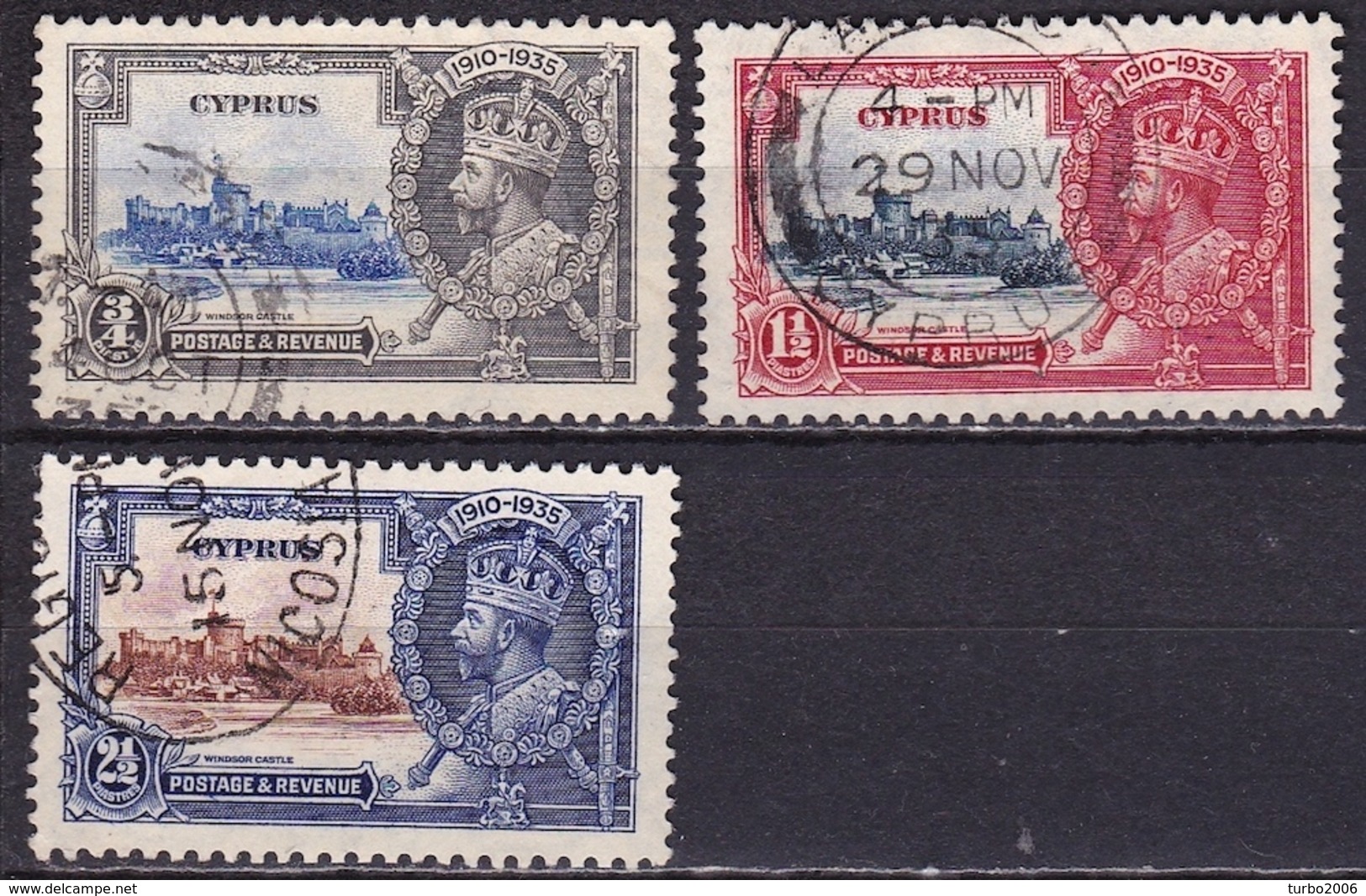 CYPRUS 1935 King George V Silver Jubilee Set Tot 2½ Piastre Vl. 138 / 140 - Cyprus (...-1960)