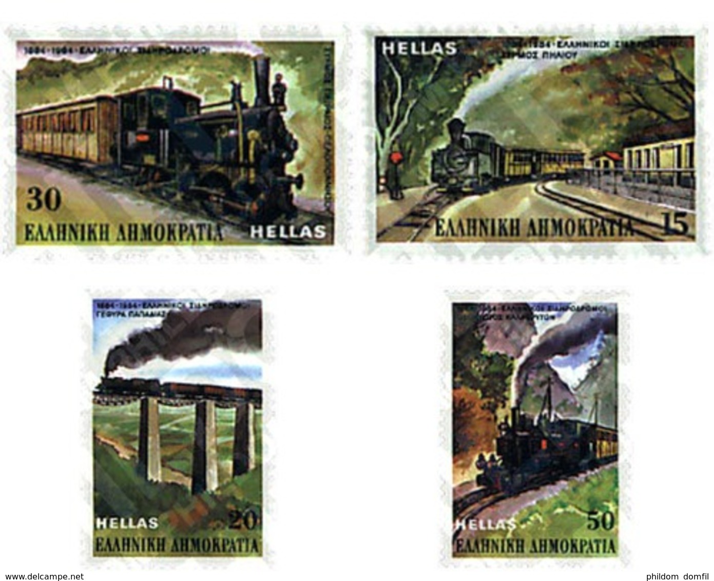 Ref. 58340 * MNH * - GREECE. 1984. CENTENARY OF THE GREEK RAILWAYS . CENTENARIO DE LOS FERROCARRILES GRIEGOS - Nuevos