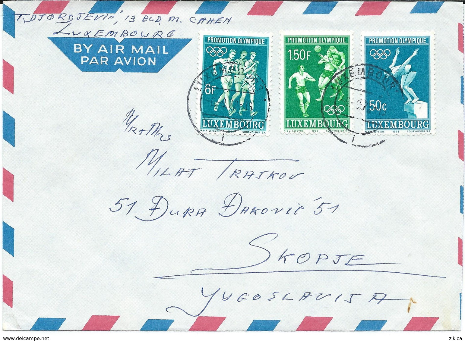 Luxembourg Par Avion Letter Via Yugoslavia 1968 Olympic Games - Mexico. - Storia Postale