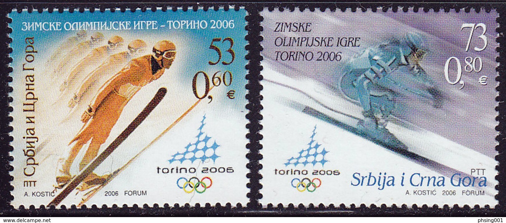 Yugoslavia 2006 Winter Olympic Games Turin Torino Skiing Ski Jumping Sport, Set MNH - Serbia