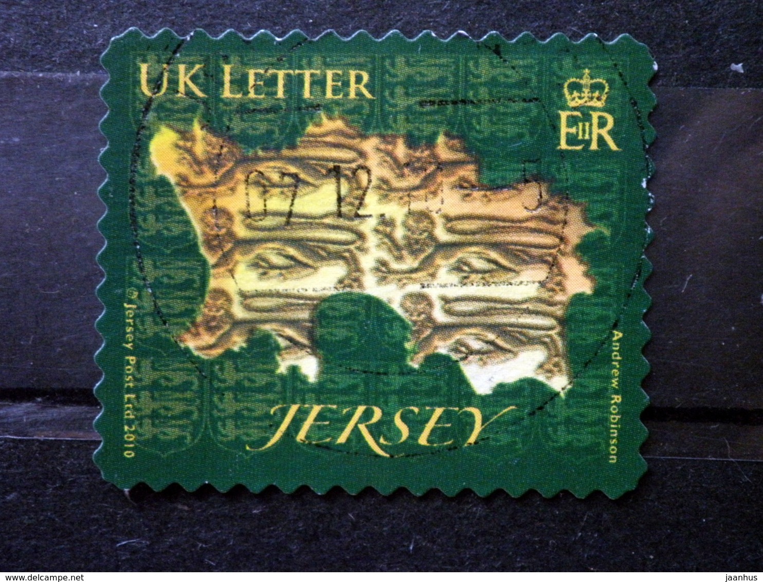 Jersey - 2010 - Mi.nr.1528 - Used - Map Of Jersey - Map With Heraldic Lions - Self-adhesive - Jersey