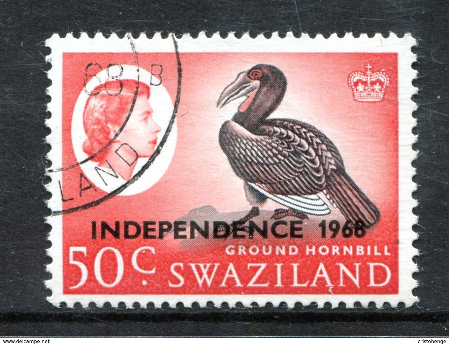 Swaziland 1968 Independence - 50c Ground Hornbill - Wmk. Sideways - Used (SG 159) - Swaziland (1968-...)