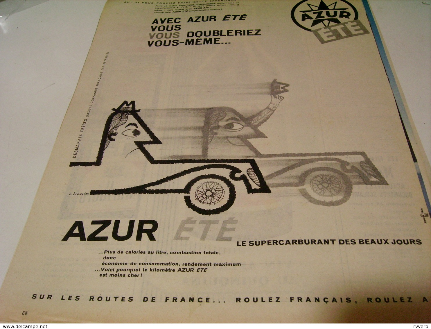 ANCIENNE PUBLICITE CARBURANT AZUR ETE 1959 - Autres & Non Classés