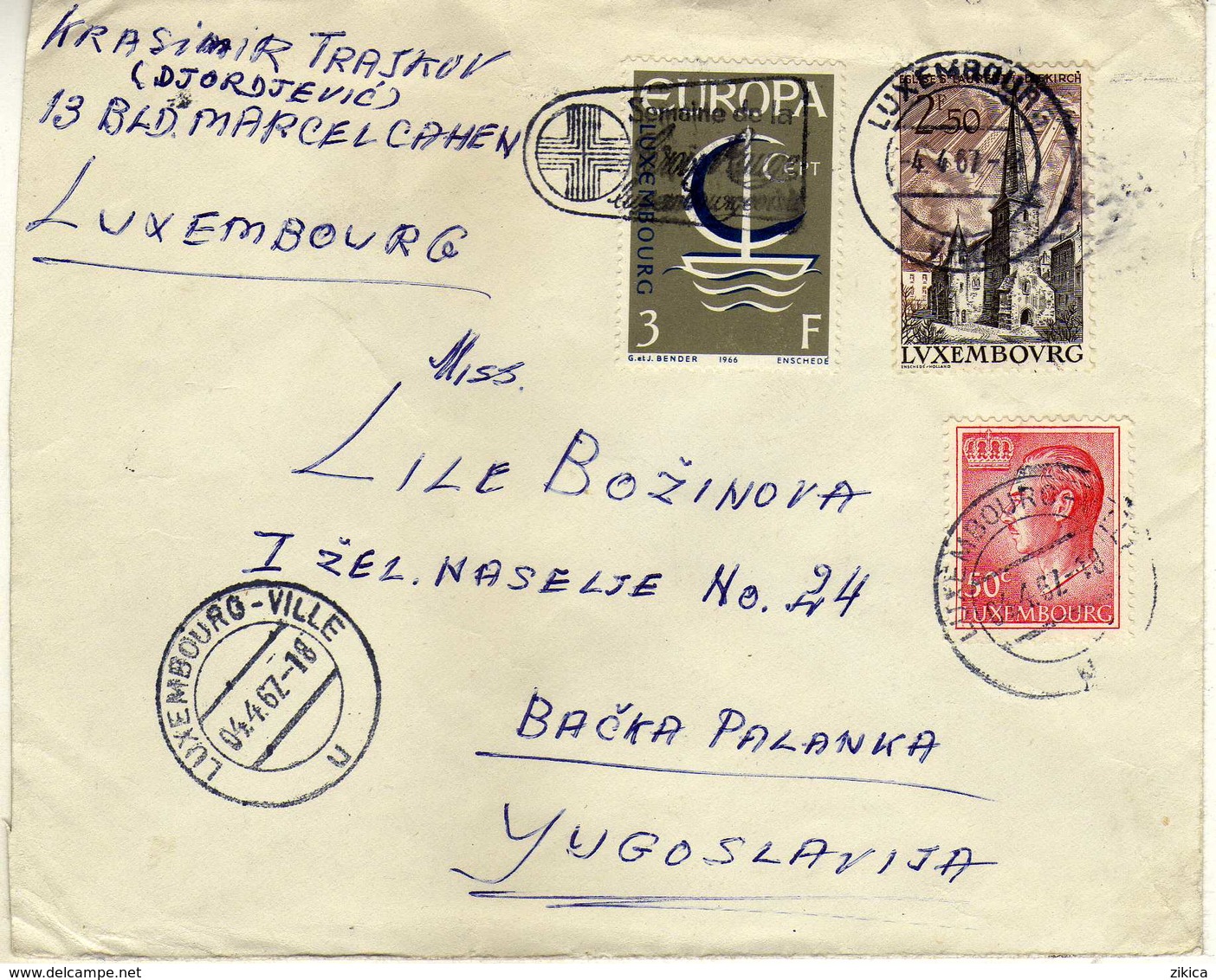 Luxembourg Par Avion Letter Via Yugoslavia 1967.nice Mix Stamps - Lettres & Documents