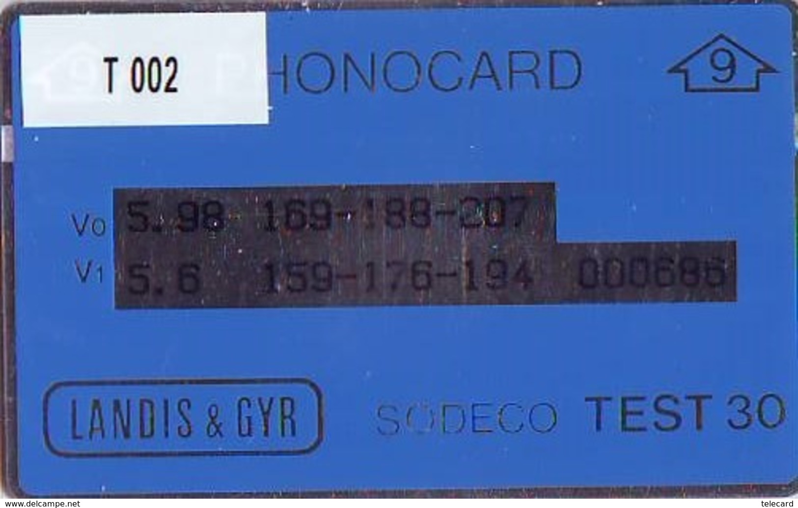 NEDERLAND LANDIS&GYR * SODECO * TEST CARD NR T-002  "9" ONGEBRUIKT *  MINT - Test & Servizio