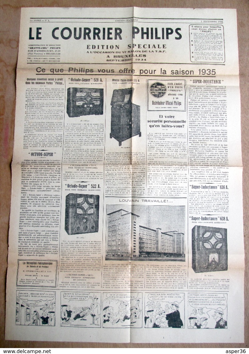 "Le Courrier Philips" Edition Spéciale à L'occasion Du VIe Salon De La T.S.F. à Bruxelles 1934 - Collections