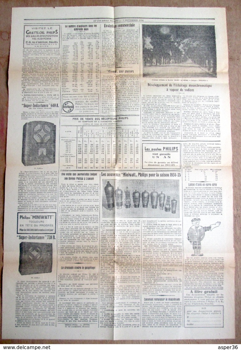 "Le Courrier Philips" Edition Spéciale à L'occasion Du VIe Salon De La T.S.F. à Bruxelles 1934 - Collections