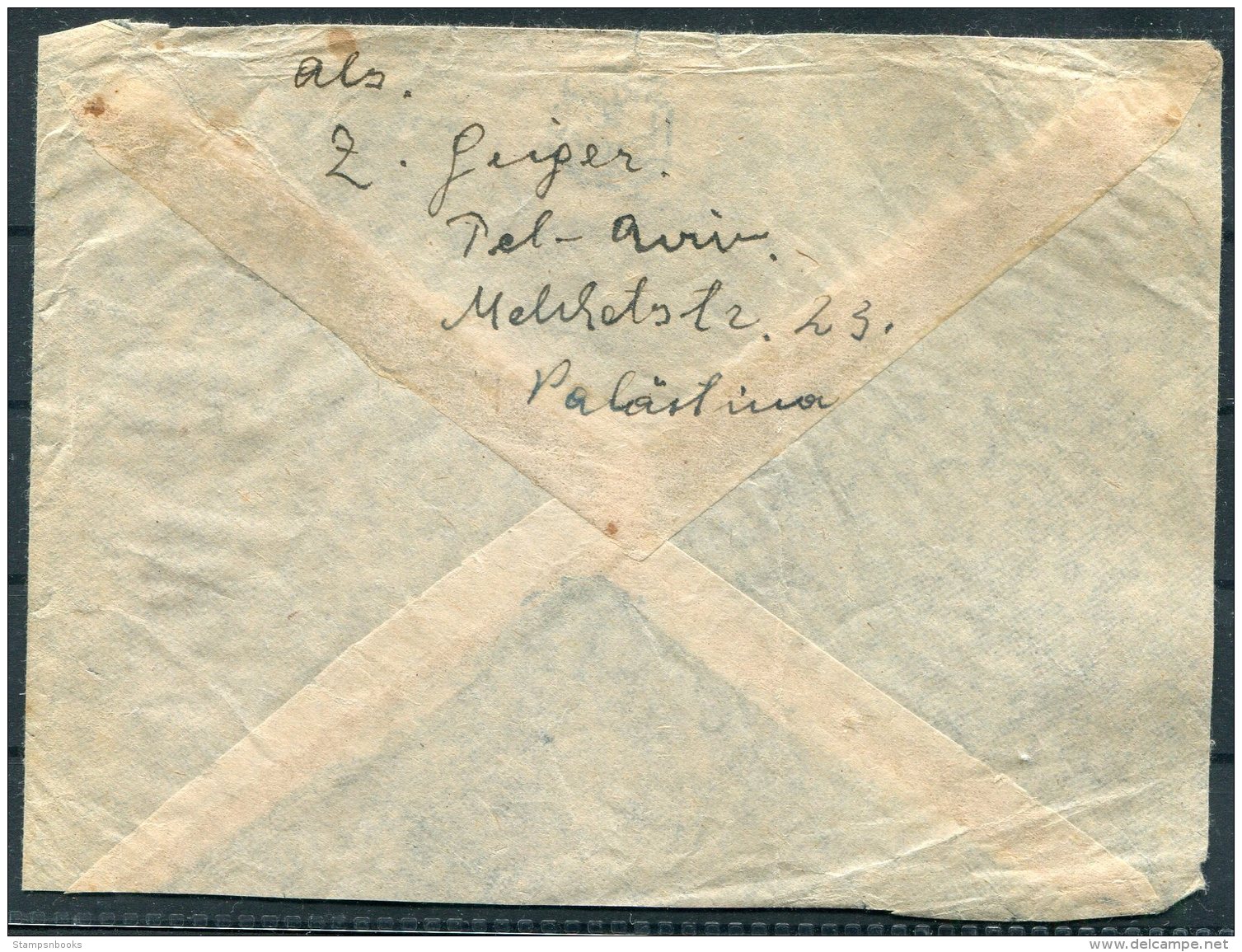 1947 Palestine Airmail Cover Tel Aviv - Hotel Bristol, Davos-Dorf, Switzerland - Palestine