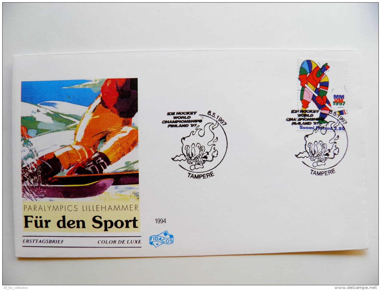 Cover Finland 1997 Special Cancel Ice Hockey World Championship Tampere - Cartas & Documentos