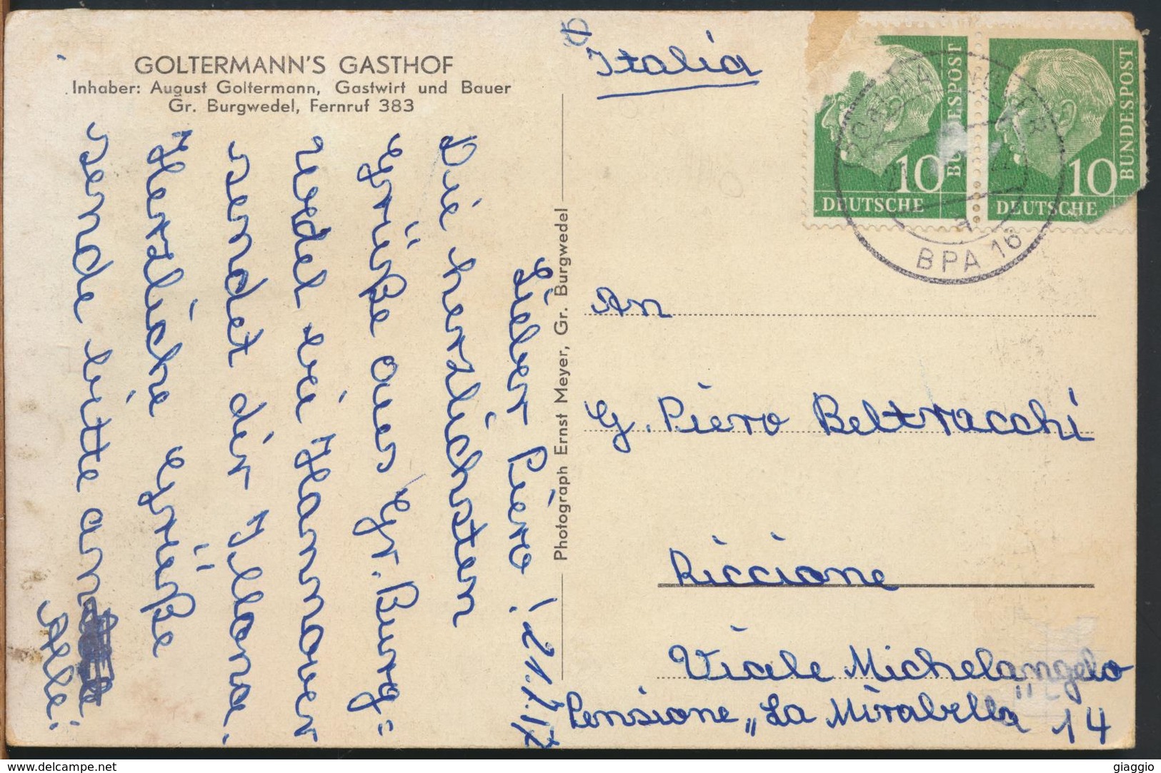 °°° 11176 - BURGWEDEL - GOLTERMANN'S GASTHOF - 1917 With Stamps °°° - Burgwedel