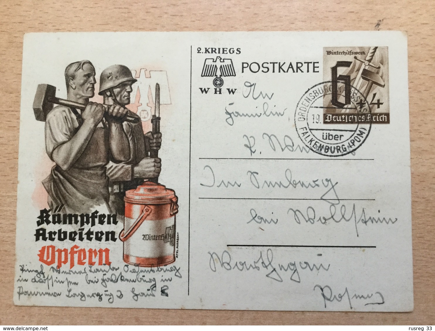 A940 Deutsches Reich Ganzsache Stationery Entier Postal P 291a Von Ordensburg Krössinsee über Falkenburg Pommern Polen - Autres & Non Classés