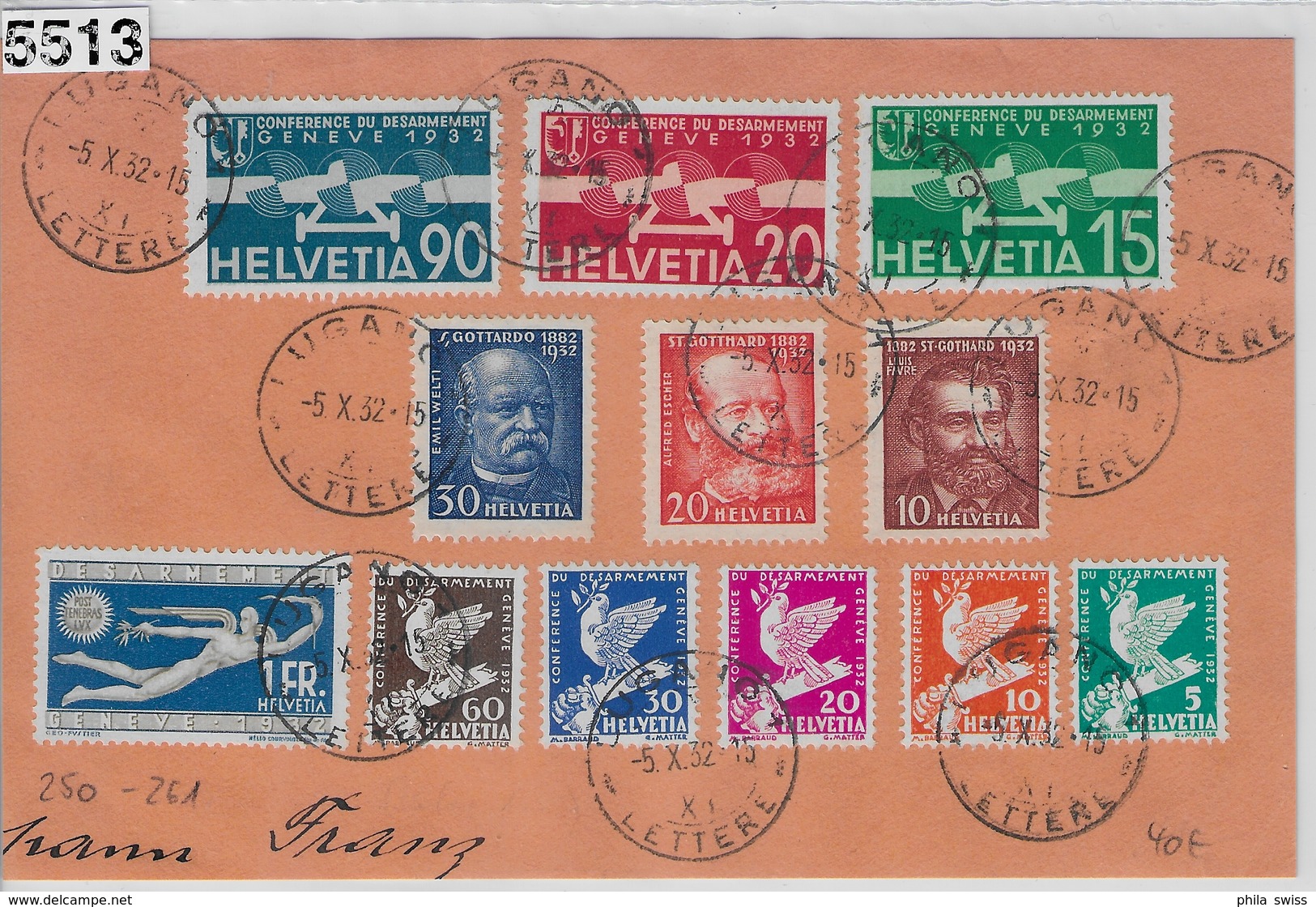 1932 Briefteil 185-190/250-255 191-193-259-261 Flugpost F16-F18/256-258 Lugano 5.X.32 - Covers & Documents