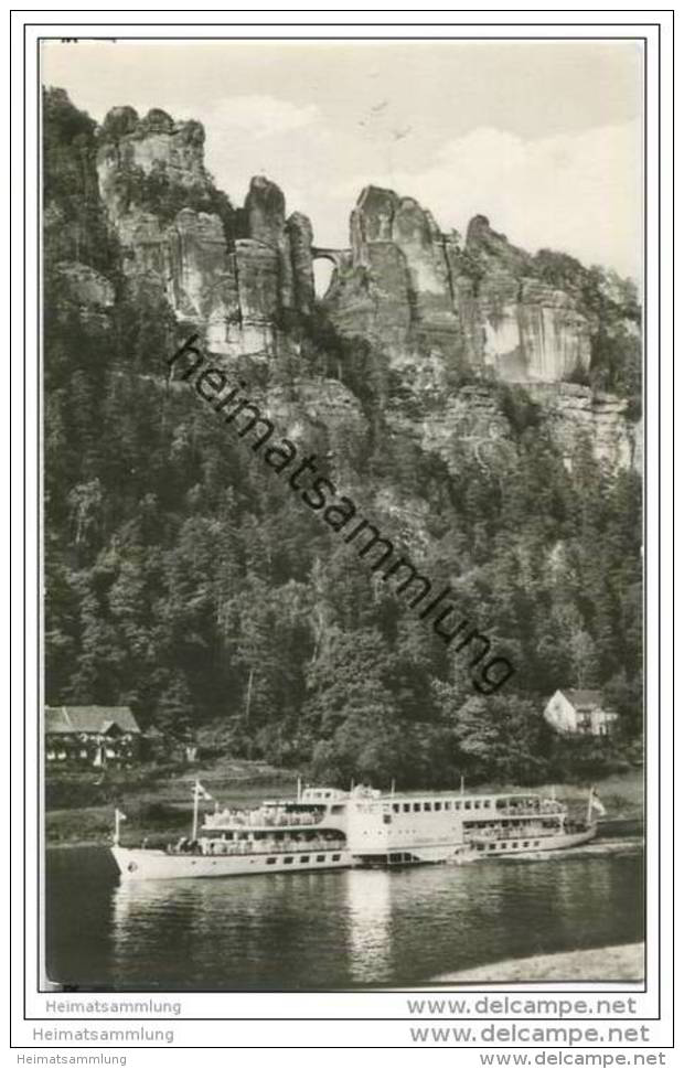 Bastei - MS Friedrich Engels - Fahrgastschiff - Foto-AK - Bastei (sächs. Schweiz)