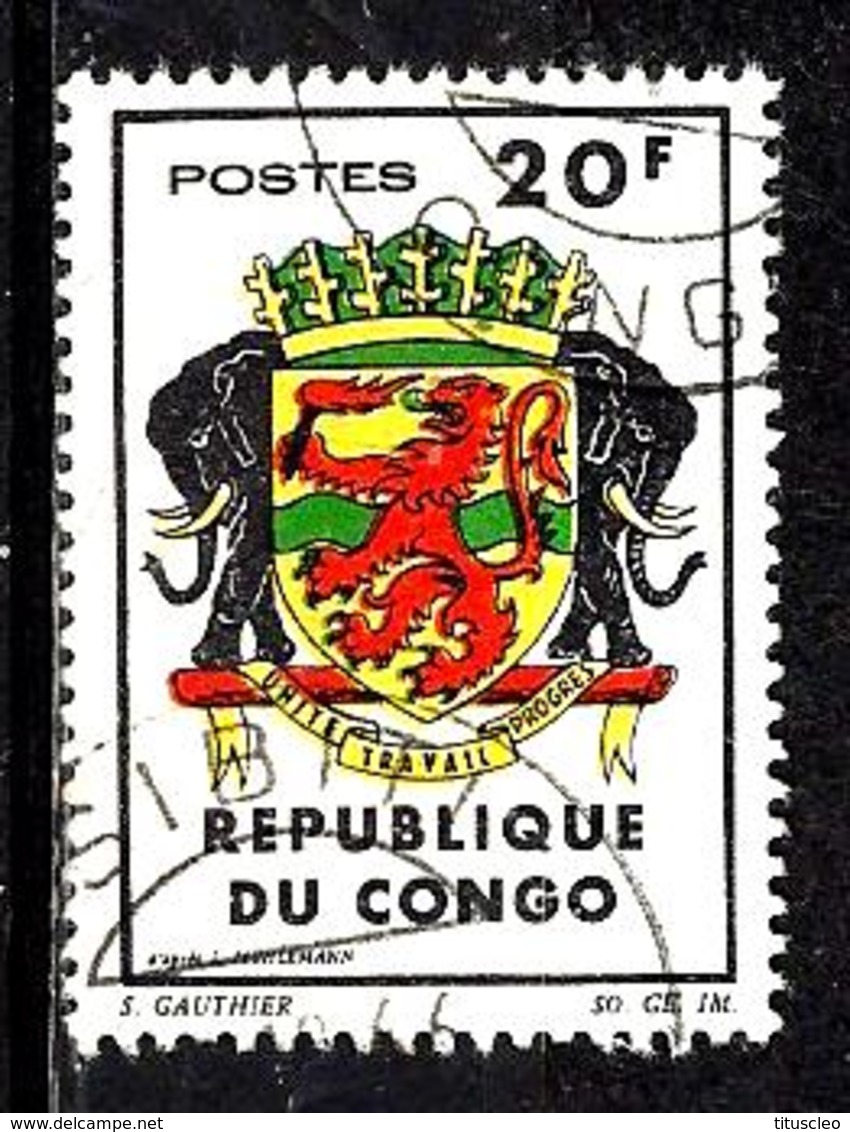 CONGO  180° 20f Noir, Jaune, Vert Et Rouge Armoiries (10% De La Cote + 0,25) - Oblitérés