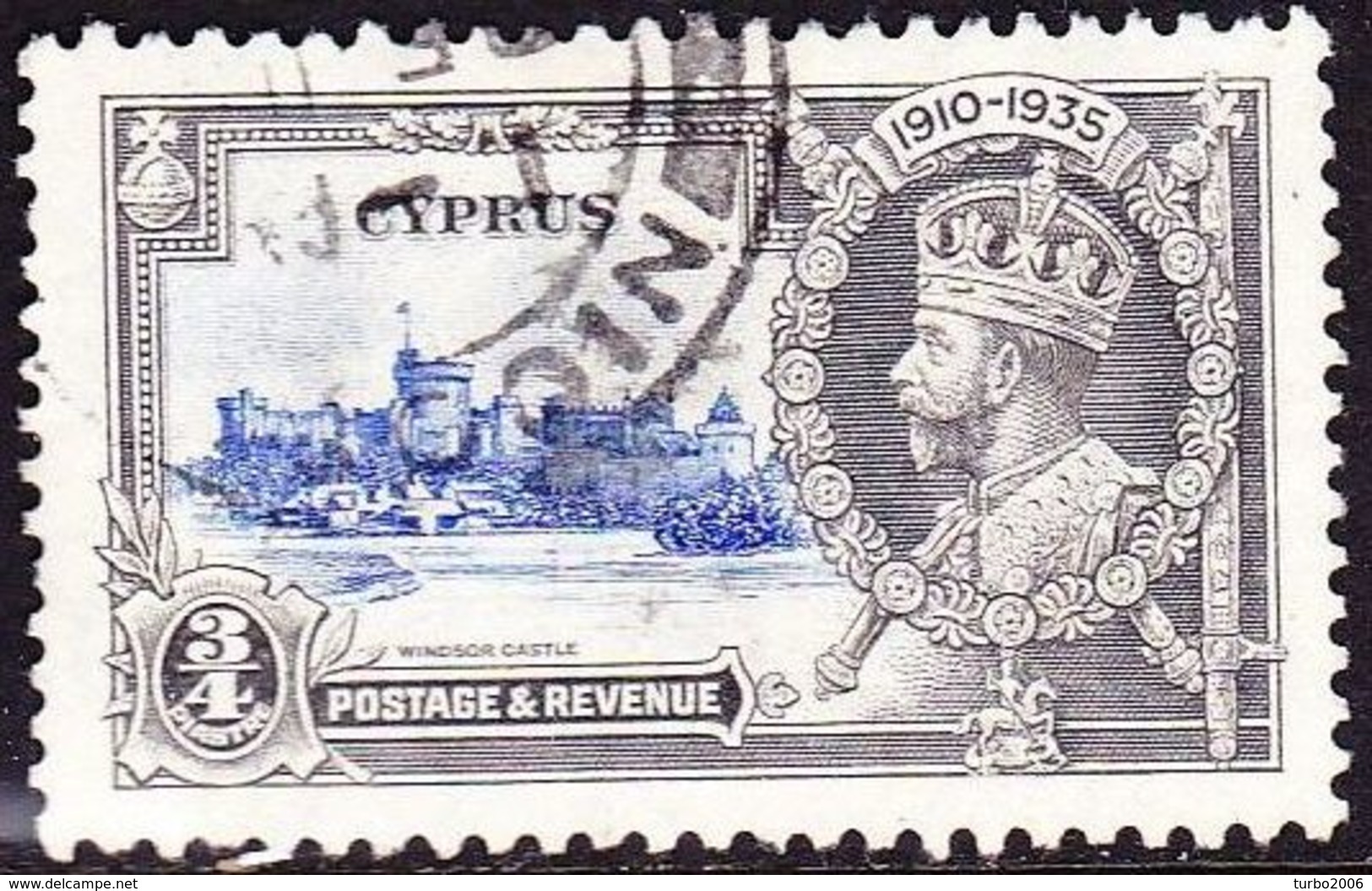 CYPRUS 1935 King George V Silver Jubilee 3/4 Piastre Blue / Grey Vl. 138 - Cyprus (...-1960)