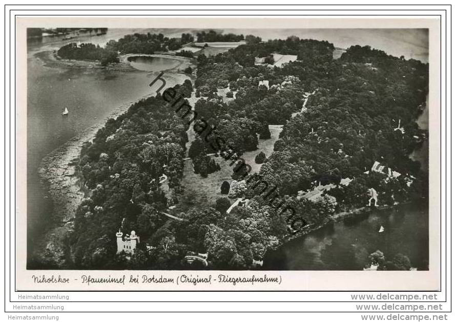 Berlin-Wannsee - Nikolskoe - Pfaueninsel - Fliegeraufnahme - Foto-AK - Wannsee