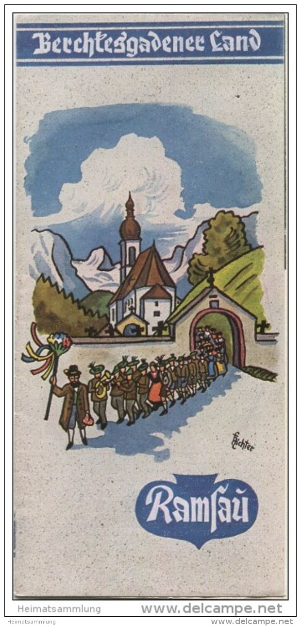 Ramsau-Hintersee - Schellenberg 1935 - Faltblatt Mit 7 Abbildungen - Illustrationen Fritz Richter - Beiliegend Wohnungsv - Reiseprospekte