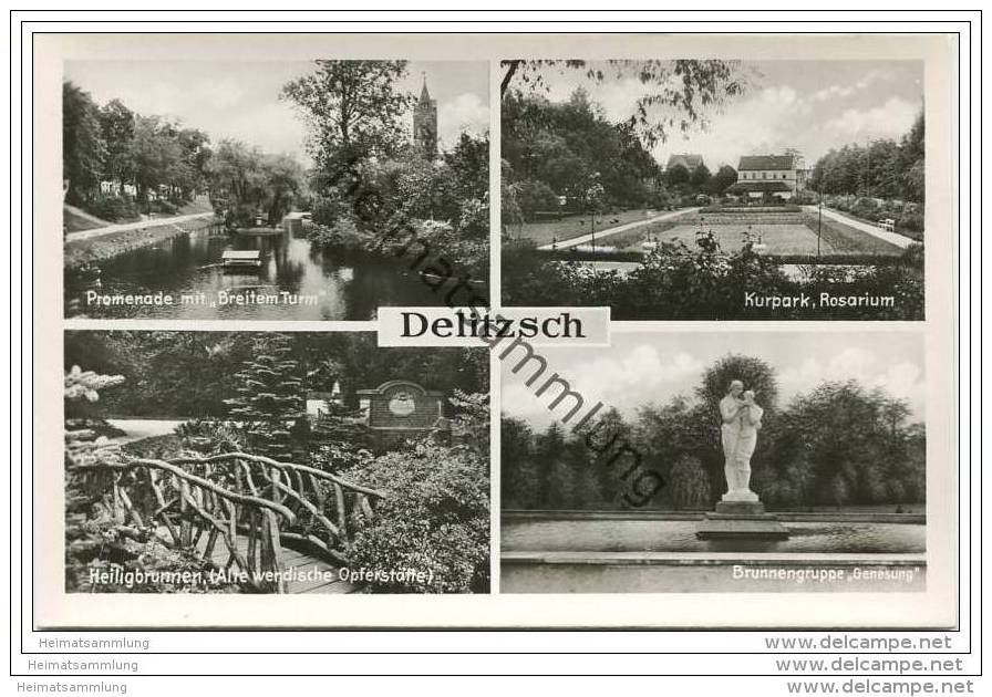 Delitzsch - Promenade - Kurpark - Heiligenbrunnen - Foto-AK - Delitzsch