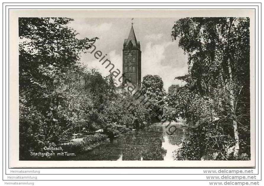 Delitzsch - Stadtgraben Mit Turm - Foto-AK - Delitzsch