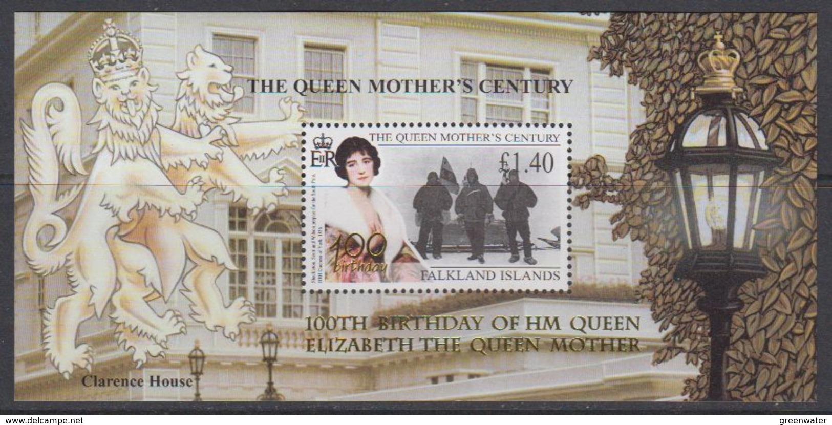 Falkland Islands 1999 Queen Mother's Century M/s Ovptd ** Mnh (40263) - Falklandeilanden