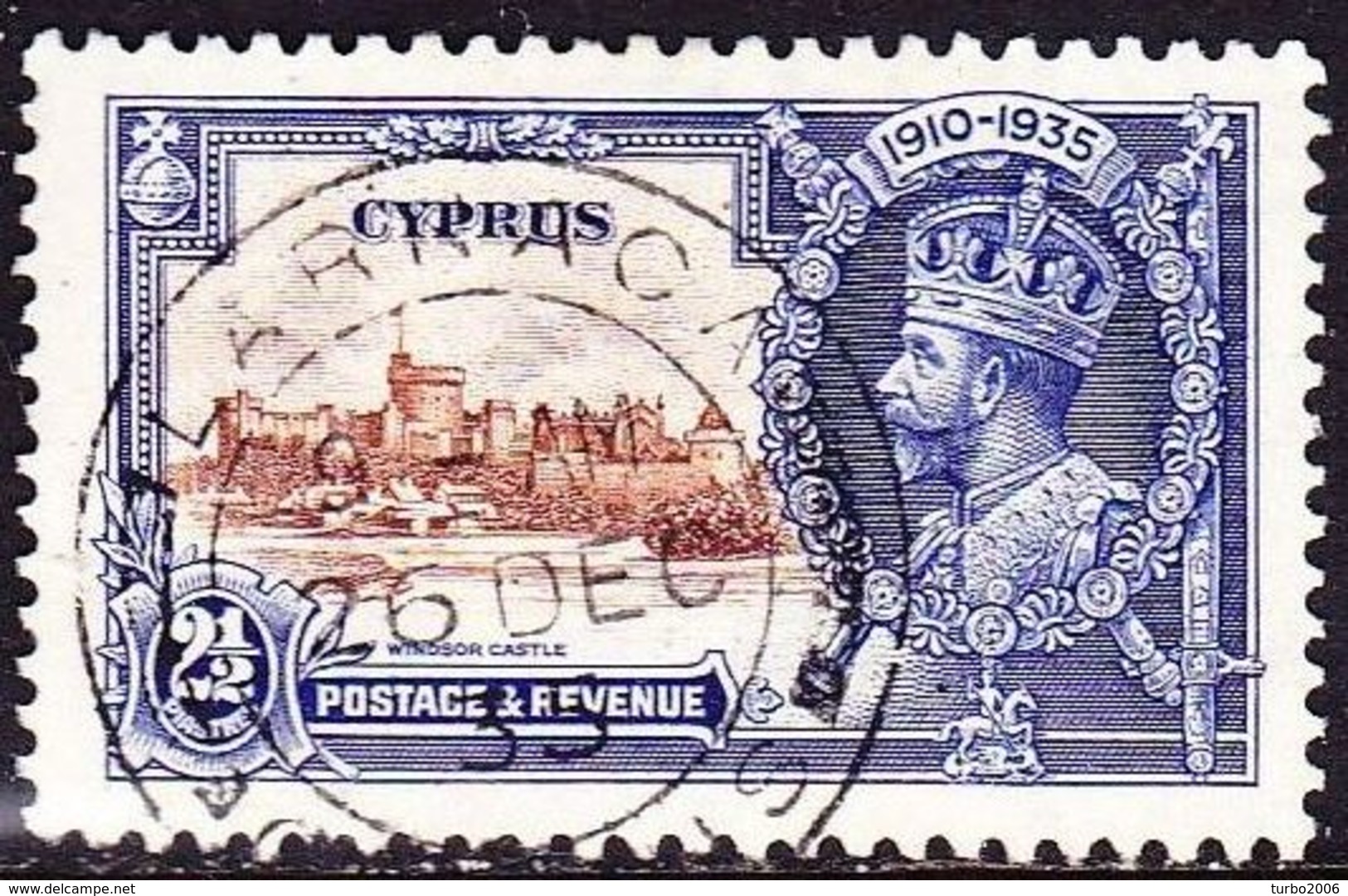 CYPRUS 1935 King George V Silver Jubilee 2½ Piastre Blue / Brown Vl. 140 - Cyprus (...-1960)