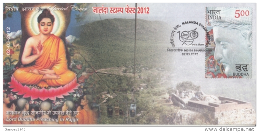 India  2012  Buddhism  Lord Buddha Preaching In Rajgir  Special Cover #  14219  D Inde Indien - Buddhism