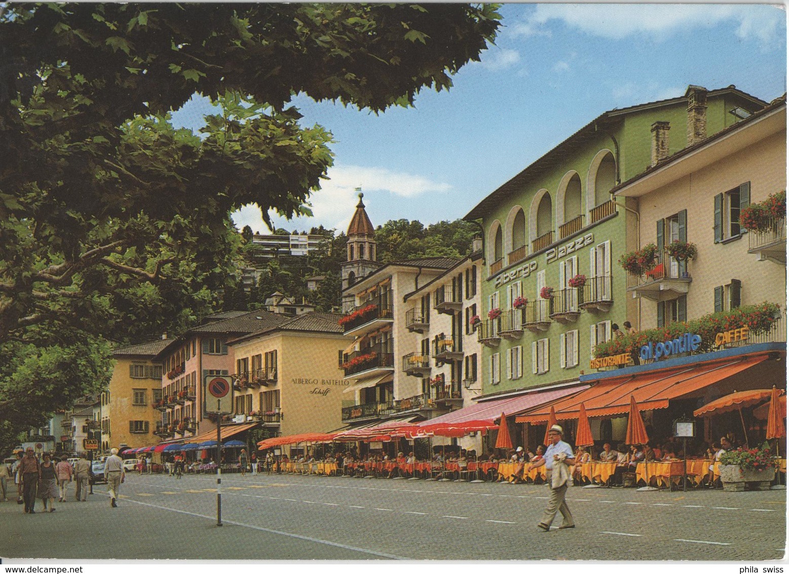 Ascona - La Piazza, Albergo Schiff, Ristorante Cafe - Photo: Engelberger - Autres & Non Classés