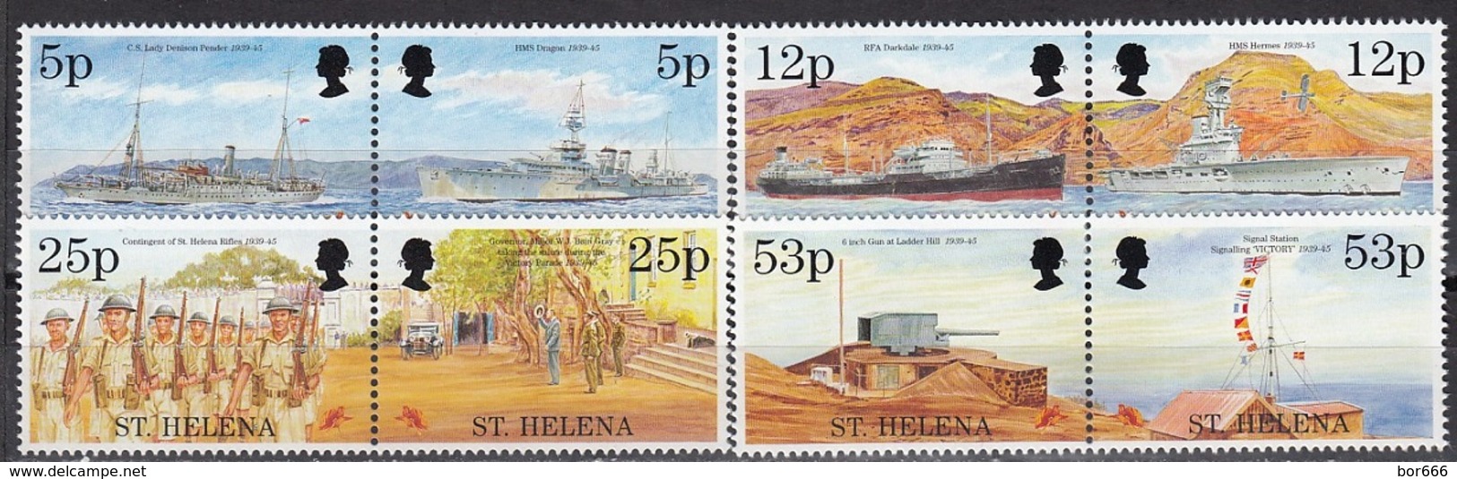 St Helena - END OF WWII / SHIPS / CAR / ARMY 1995 MNH - Isola Di Sant'Elena