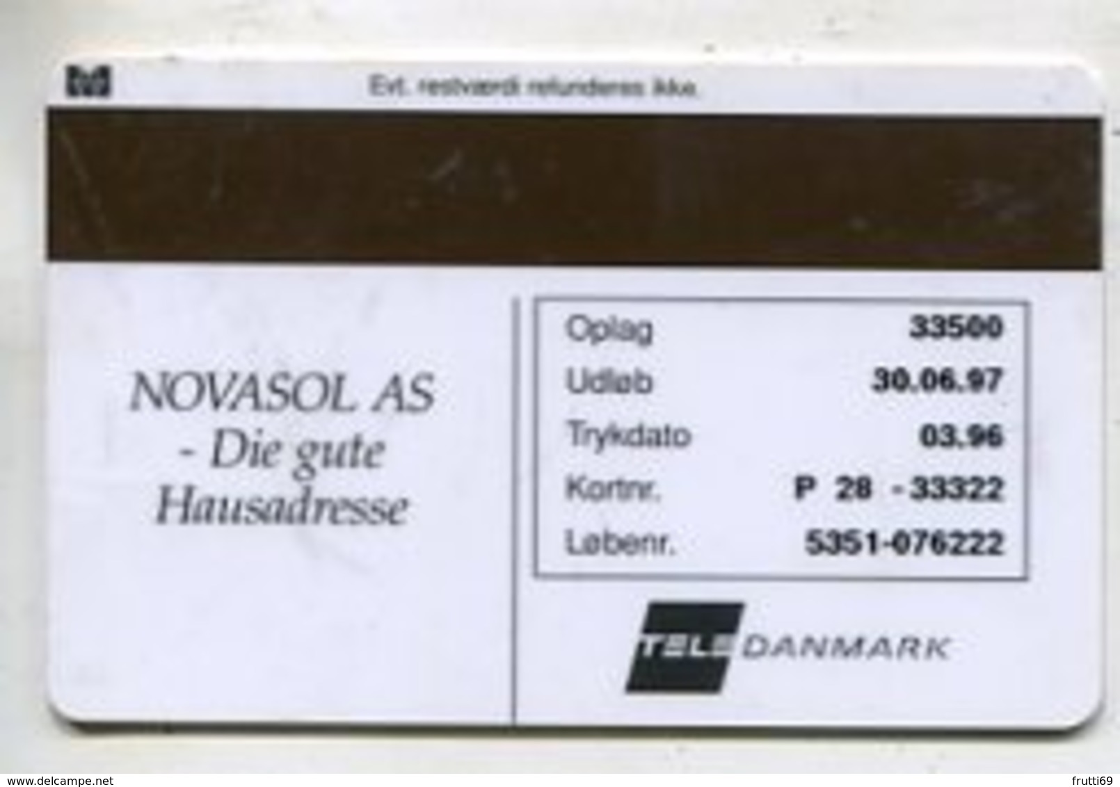 TK 35283 DENMARK - Magnetic P28 Novasol  Probably MINT  33 500 Ex. - Denmark