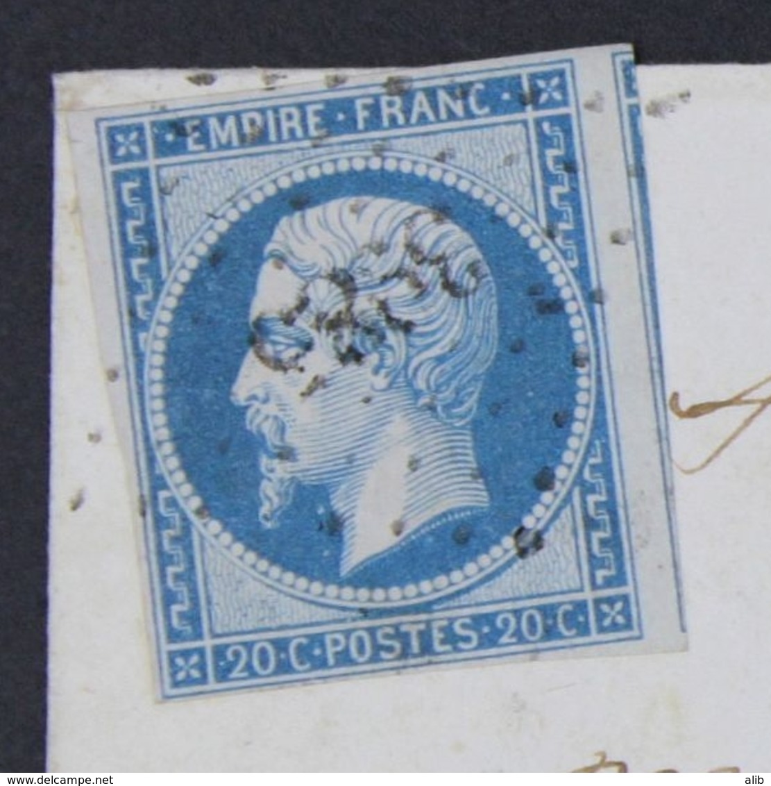 France Lettre 1853-60 Emission Empire Non Dentelé Napoleon III 20c Bleu Type II, No 14B. PC3985 Cosnes-sur-l'Oeil - 1853-1860 Napoléon III.