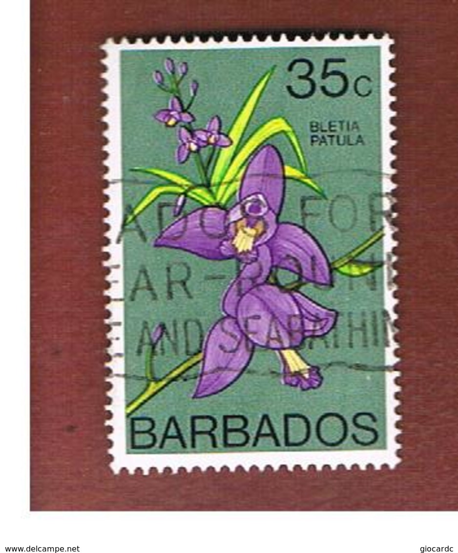 BARBADOS - SG 495  -   1974 FLOWERS: ORCHIDS (BLETIA PATULA)  -  USED° - Barbados (1966-...)