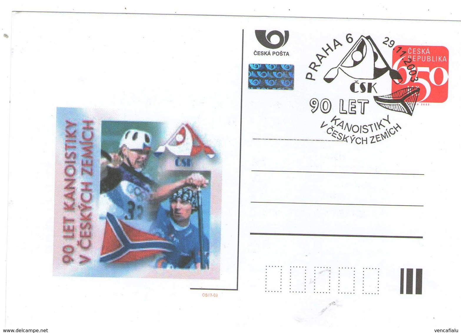 Czech Republic 2003 - 90 Years Canoe Sport  In Czechoslovakia,  Special Statinery With Special Cancellation - Kano