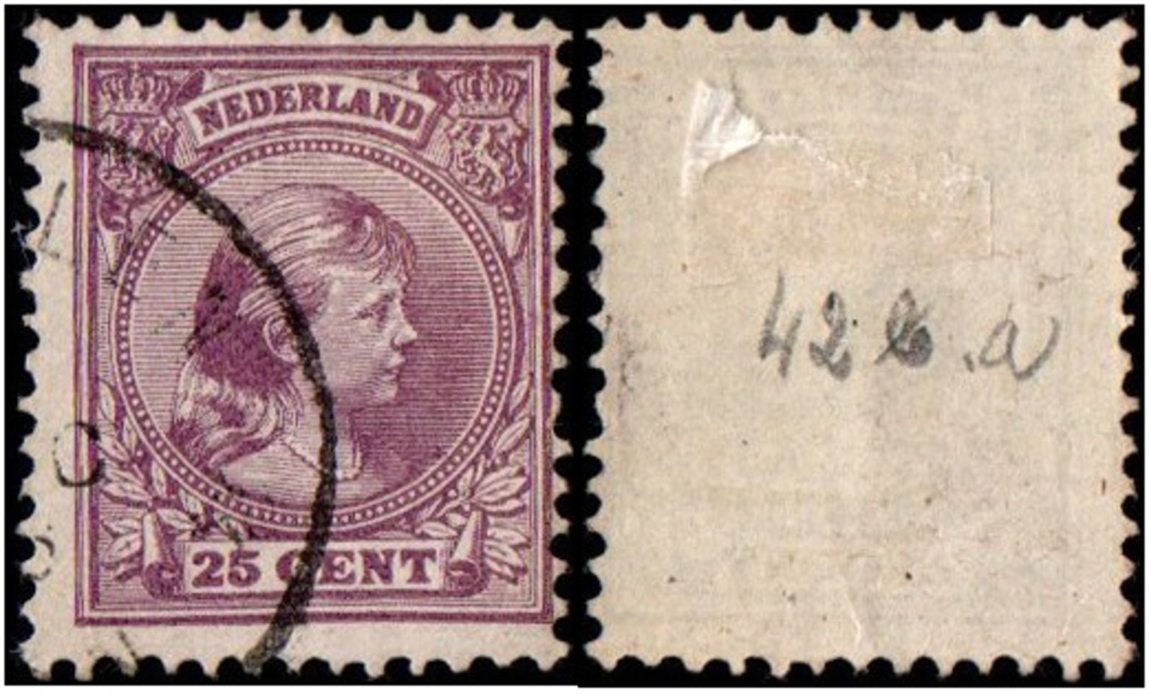 Netherlands. 1891 -1893 Queen Wilhelmina. 25c. Cancelled - Used Stamps