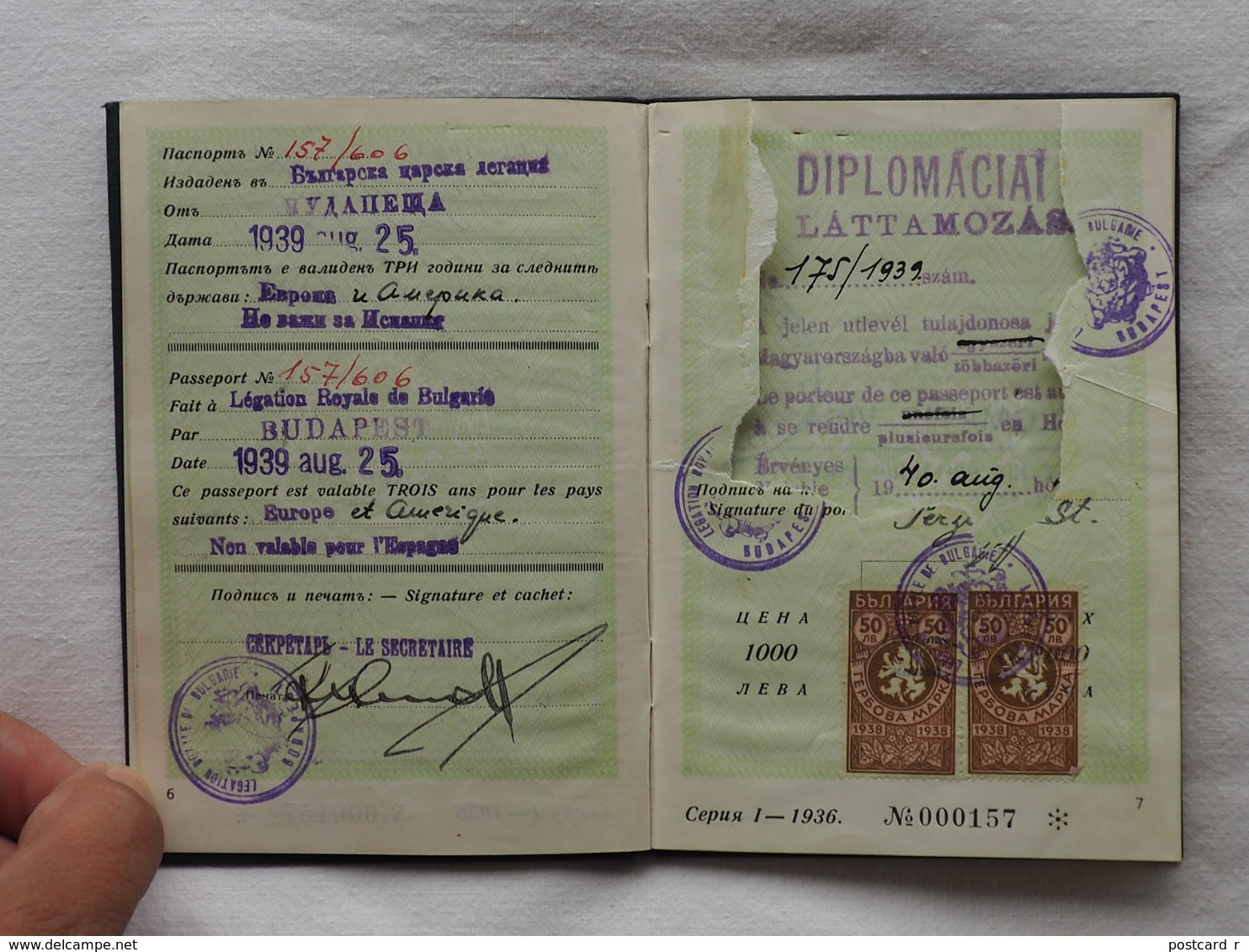 Passeport Royaume De BULGARIE 1939 Diplomatic Visas Magyar Trei Reich USA France Suisse Romania Reisepass Pasaporte  179 - Historische Documenten