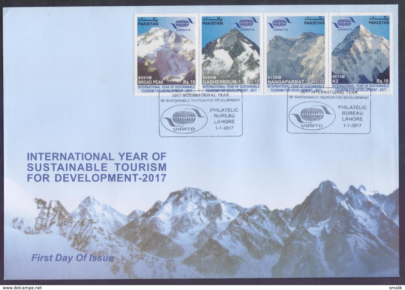 PAKISTAN 2017 FDC - International Year Of Sustainable Tourism For Development, K2 Mountains, Complete Set On Big First D - Pakistan