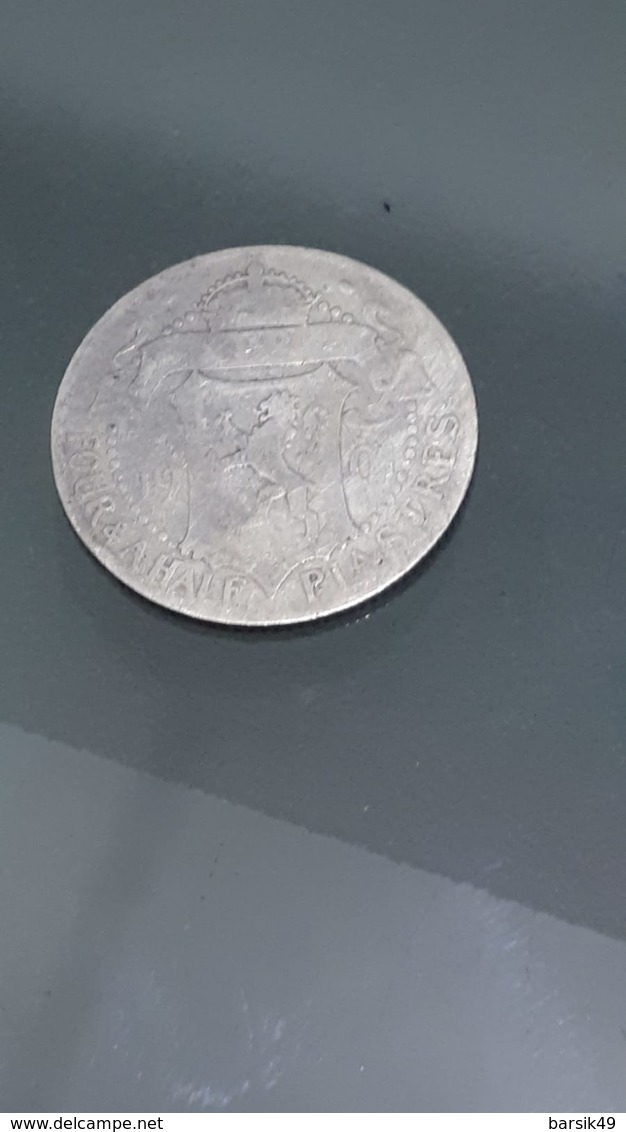1901 British Cyprus 4 1/2 Piastres. Silver. - Chypre