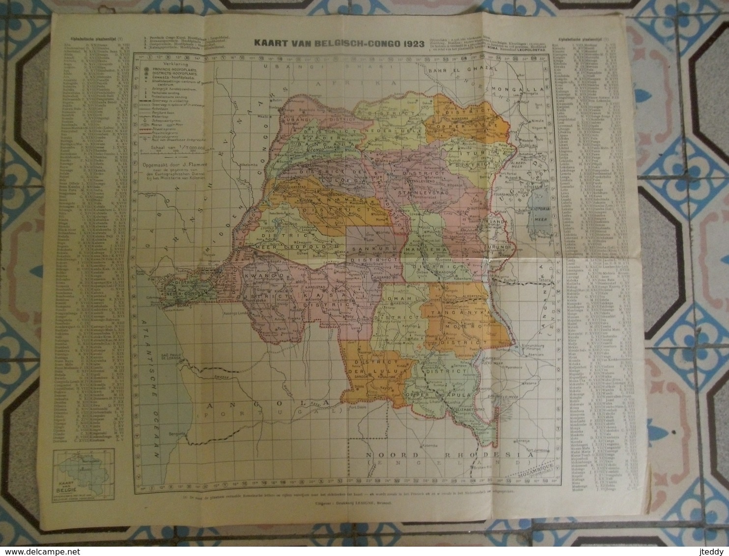 Kaart Van BELGISCH - CONGO  1923 - Cartes Géographiques