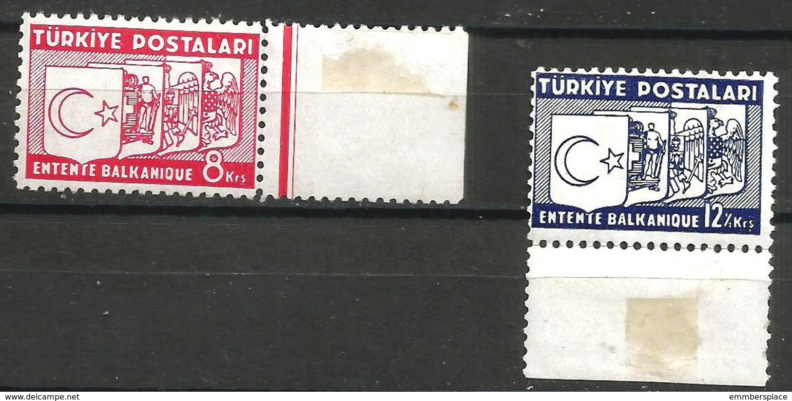 Turkey - 1937 Balkan Entente MH *  (patchy Gum)   Mi 1014-5   Sc 785-6 - Neufs