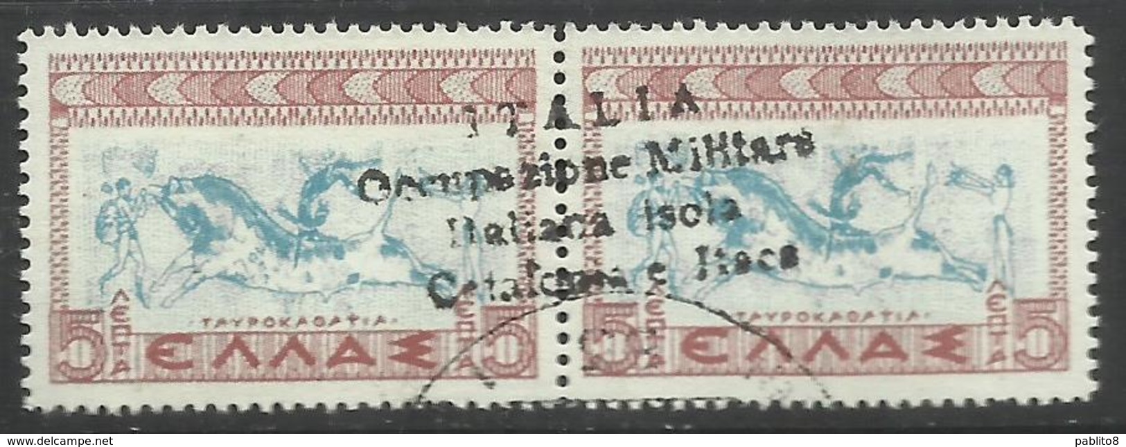 CEFALONIA E ITACA 1941 MITOLOGICA LEPTA 5 +5L USATO USED OBLITERE' - Cefalonia & Itaca