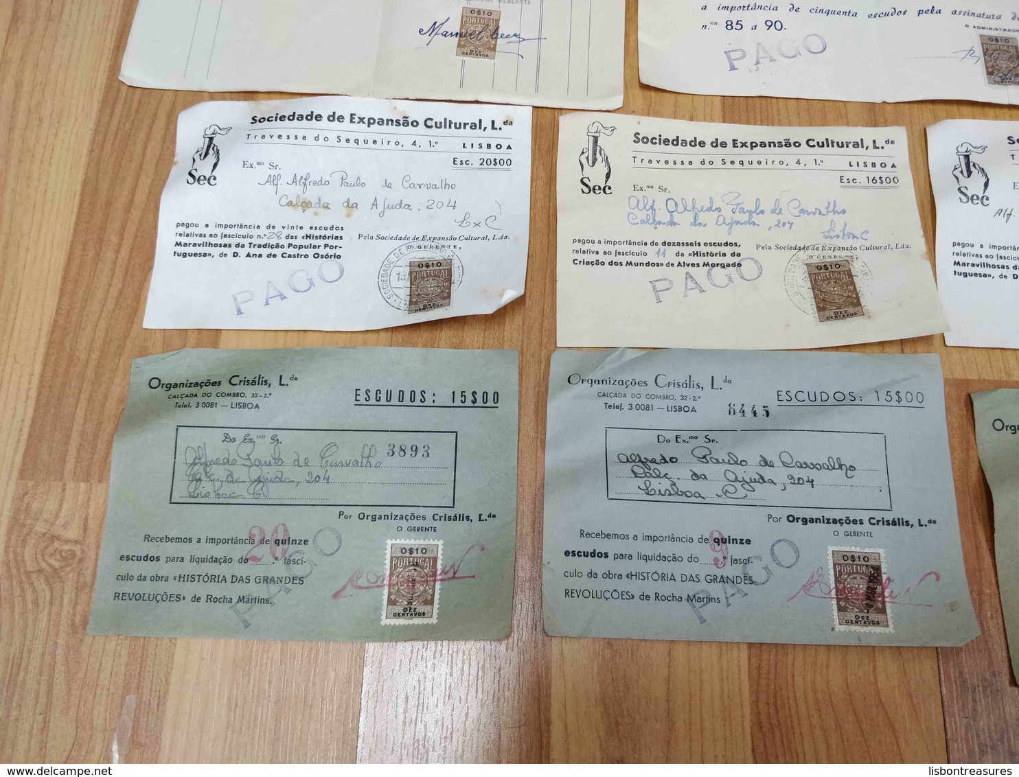 PORTUGAL LOT X 15 DOCUMENTOS DOCUMENTS FISCAIS REVENUE ADVERTISING - Storia Postale