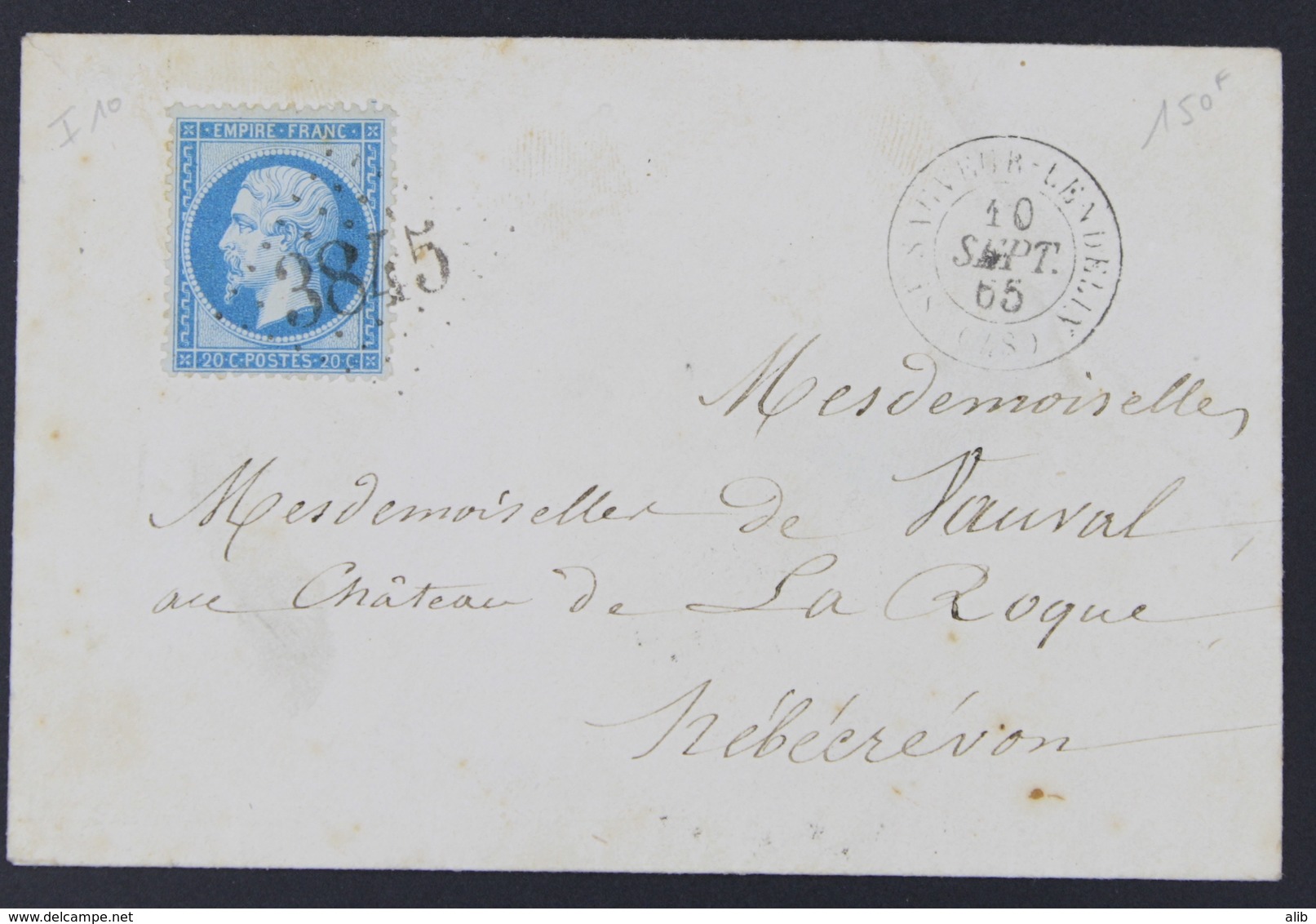 Envelop France 1862 Emission Empire Dentelé Napoléon III 20c Bleu 22 10-09-1865. GC 3845 St-Sauveur-Lendelin - 1849-1876: Klassik